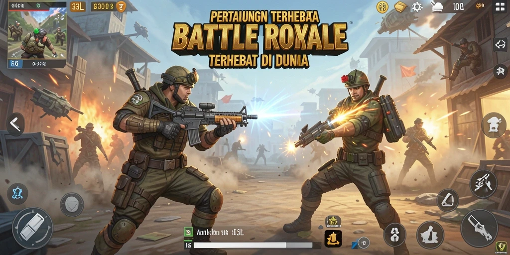 Screenshot menampilkan aksi seru di gameplay Battle Royale.