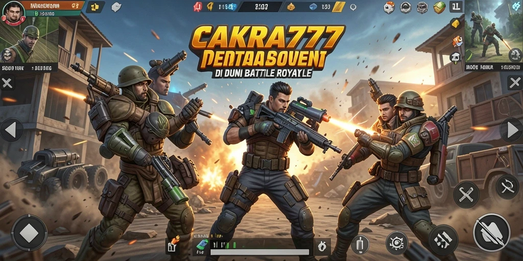 Screenshot CAKRA777 menampilkan aksi intens di arena Battle Royale.