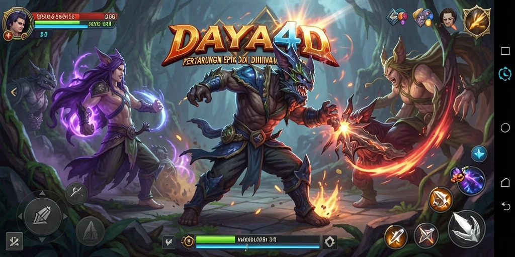 Screenshot dari gameplay DAYA4D yang menunjukkan pertarungan seru.