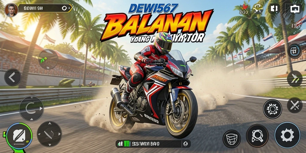 Tampilan gameplay balapan motor yang mendebarkan.