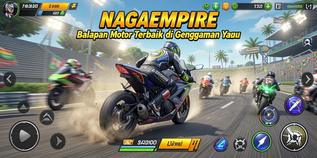 Tampilan gameplay seru dari balapan motor di NAGAEMPIRE.