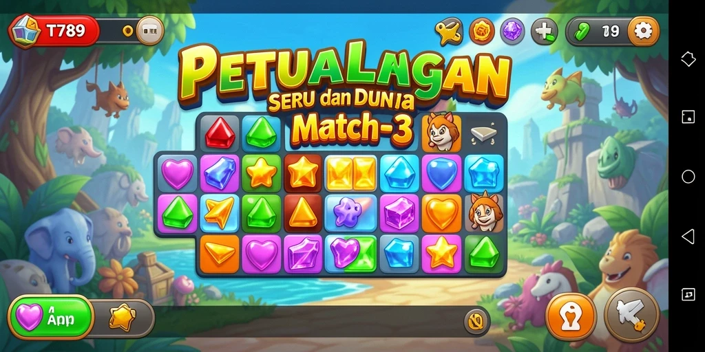 Screenshot gameplay TT789 dengan kombinasi permata yang menarik.