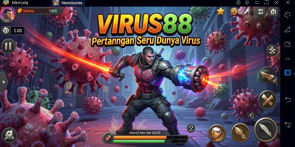 Gameplay mendebarkan dan seru di VIRUS88 saat bertarung.
